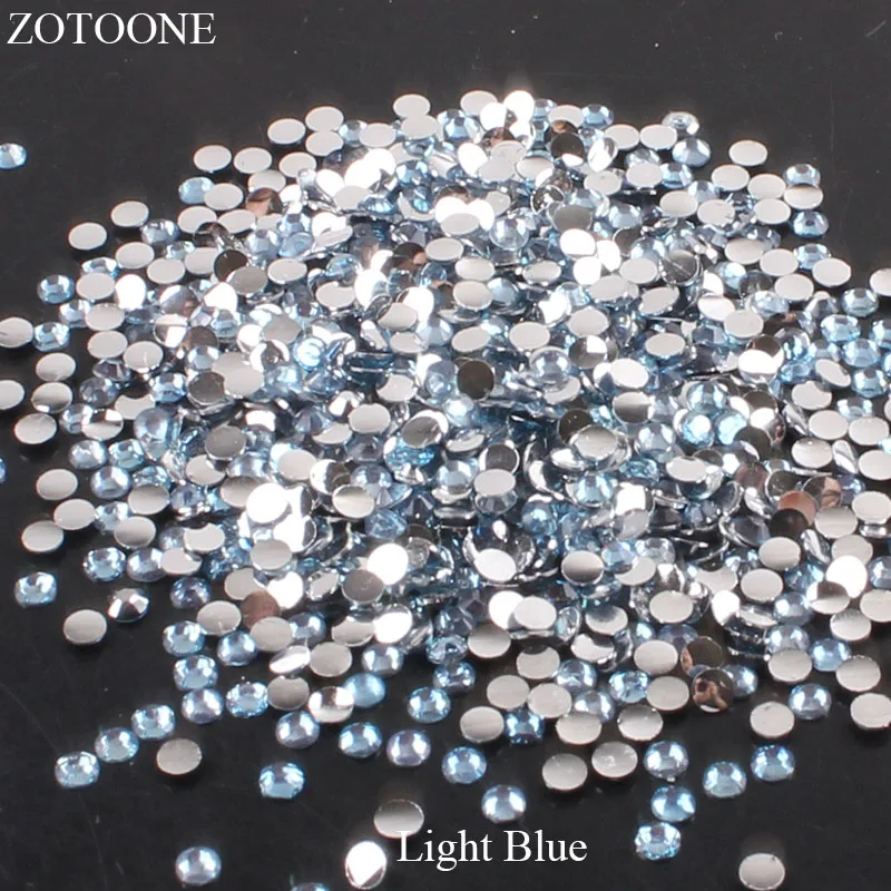 ZOTOONE 2-6 мм 1000 шт прозрачные Стразы AB без горячей фиксации плоские с оборота Стразы для ногтей для одежды ногти 3D дизайн ногтей украшения - Цвет: Light Blue