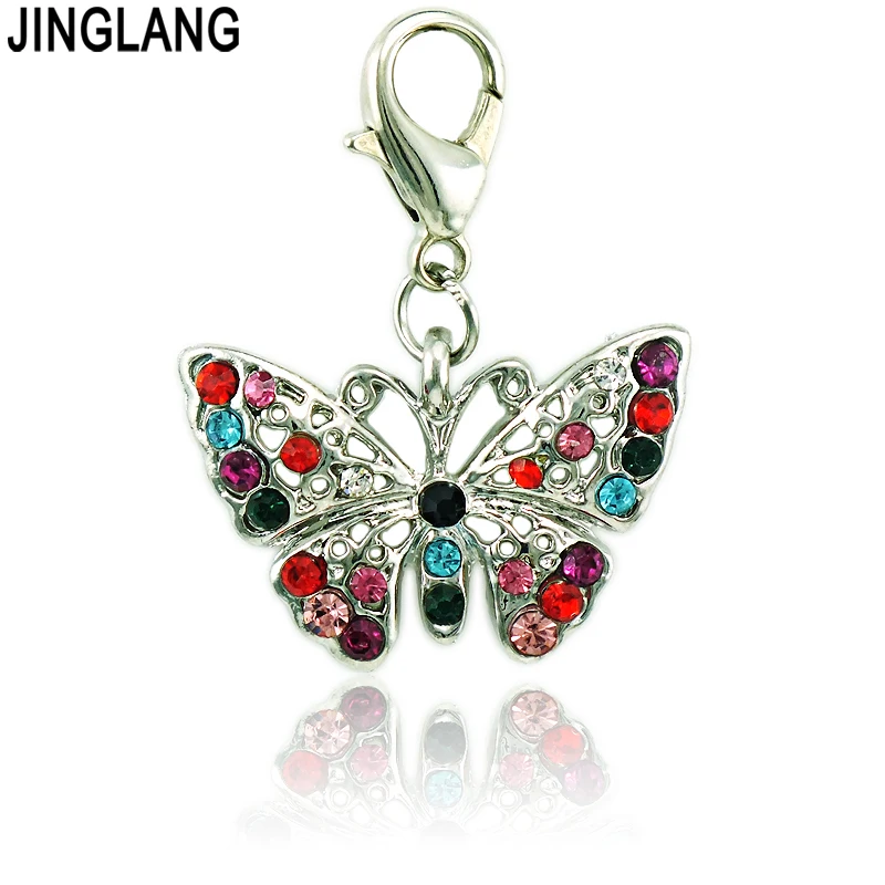 JINGLANG Fashion Lobster Clasp Charms Dangle Multicolor Rhinestone