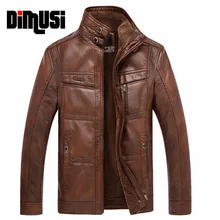 DIMUSI-chaqueta de cuero sólido grueso para hombre, forro polar térmico, ropa informal con cuello levantado 5XL,YA512