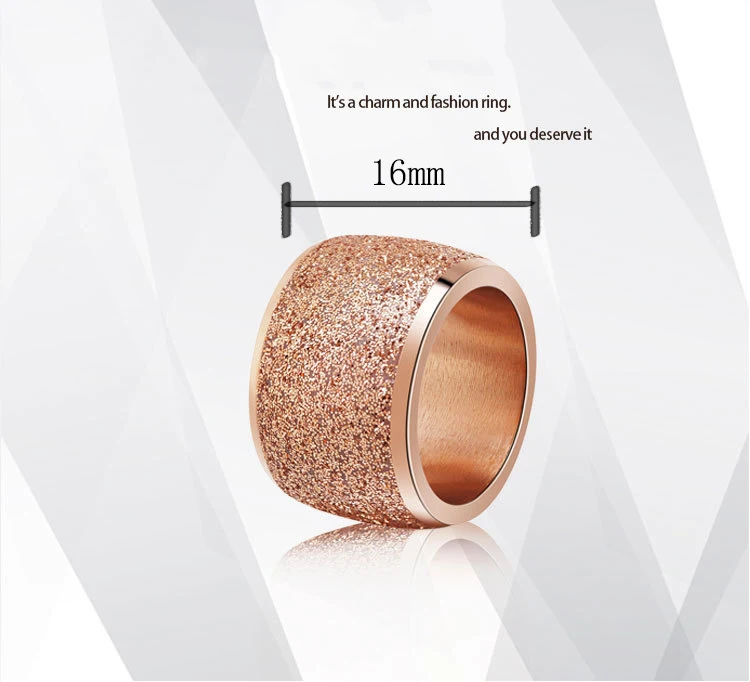 16 мм матовое женское кольцо большие модные кольца для женщин из нержавеющей стали розовое золото и серебро обручальные кольца ювелирные изделия Bague Femme