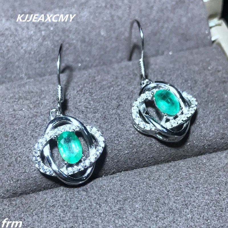  KJJEAXCMY bijoux fins 925 argent sterling belle véritable coup naturel émeraude femelle boucles d'o