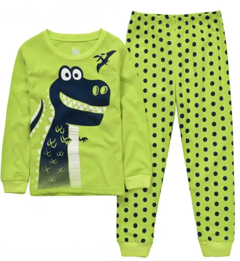 Дизайн, хлопок, высокое качество, зеленая пижама с динозавром для мальчиков, Детская Пижама для девочек, пижама с цветами, комплект одежды для малышей - Цвет: Сиренево-синего цвета