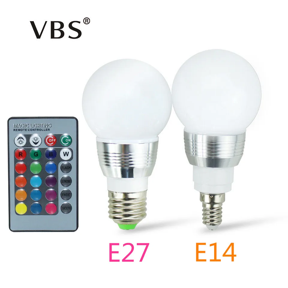 RGB de alta Potencia LLEVÓ La Lámpara E27 E14 3 W AC85-265V RGB Luz Lampara 16 Colores Cambio + Control Remoto bombillas led de Navidad RGB de alta Potencia LLEVÓ La Lámpara E27 E14 3 W AC85-265V RGB Luz Lampara 16 Colores Cambio + Control Remoto bombillas led de Navidad