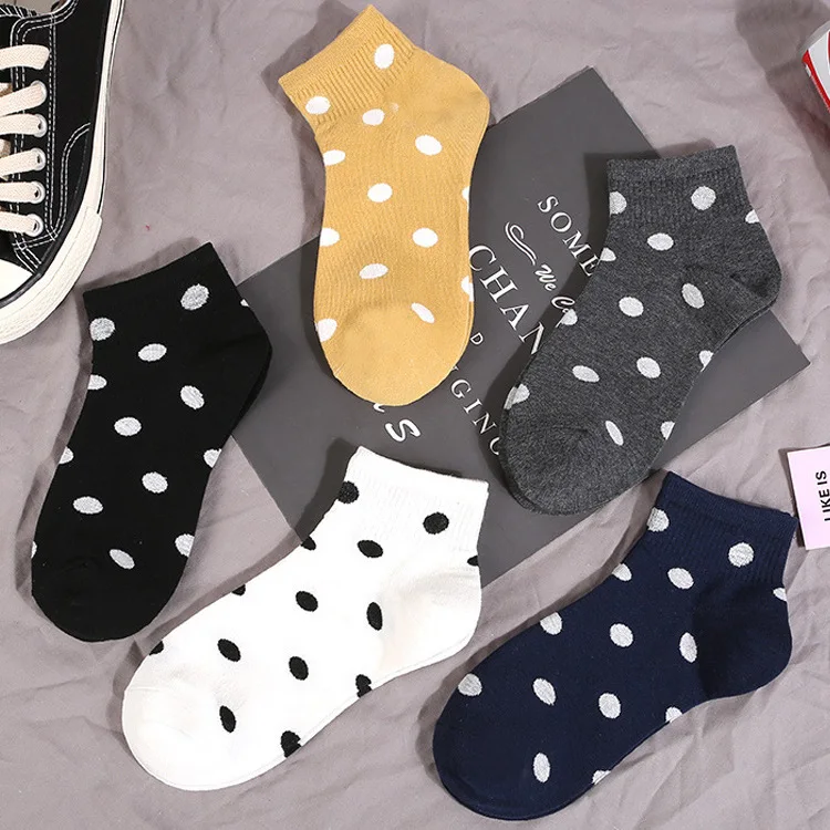 

Adult Size Short Ankle Dots Socks Yellow White Gray Grey Navy Dark Blue Black Roundlet Cotton Point Round Spots Comfortable Ne'w