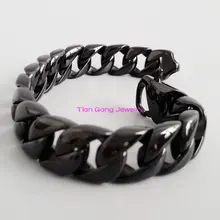 Классные мужские bling 15 мм 316L Нержавеющая сталь Снаряженная Кубинский браслет Jewelry черные туфли высокого качества тон браслет панк ювелирные изделия