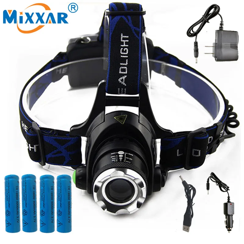 

ZK10 T6 LED Headlight Headlamp Head Lamp Light 4 mode dropshipping torch 4x18650 battery Wall Car USB charger fishing Lights