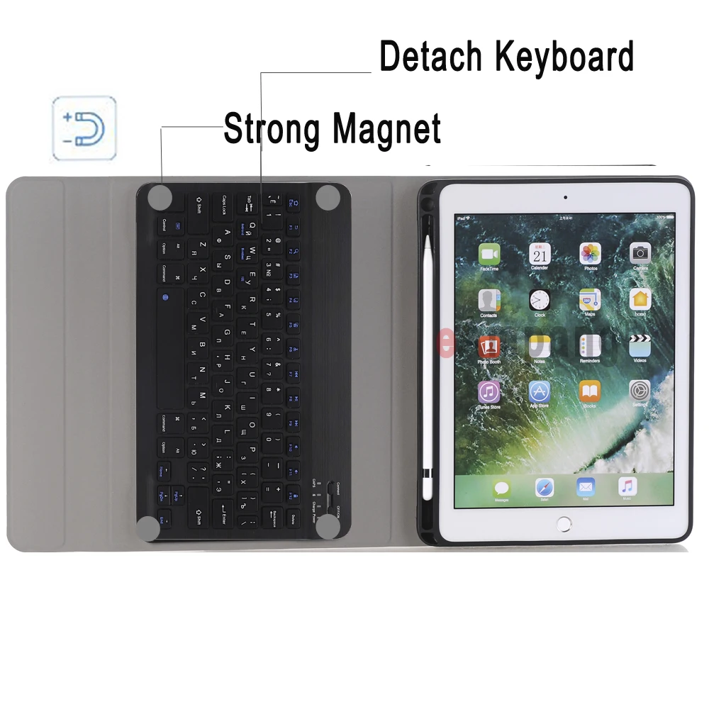 Чехол с русской клавиатурой для Apple iPad 9 7 2018 2017 6 го 5 поколения Air 2 Pro A1822 A1823 A1954 A1566