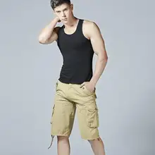 Для мужчин шорты-карго Повседневное прямые шорты, брюки лето стиль сафари по колено высокая Качественный Хлопок Твердые Шорты размер 40