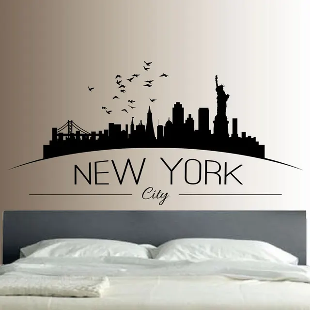 New York Skyline Wall Sticker Bedroom Lounge Wall Art ...
