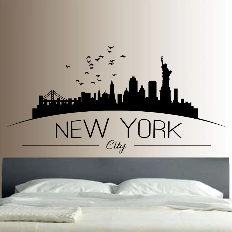 New York Skyline Wall Sticker Bedroom Lounge Wall Art Decal Removable Mural Modern City Picture Design E549 New York Skyline Wall Sticker Bedroom Lounge Wall Art Decal Removable Mural Modern City Picture Design E549