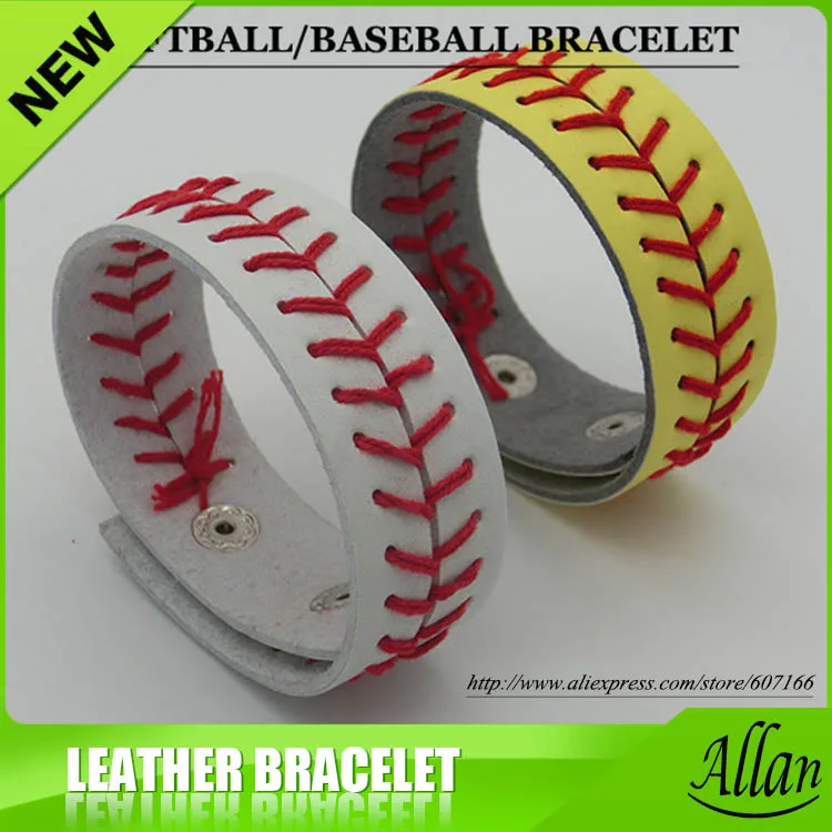 Wholesale Leather fastpitch softball/baseball seam braceletin Chain