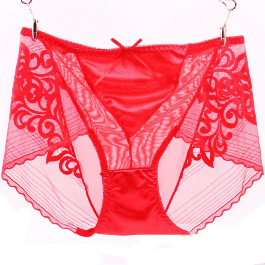 Women Plus Size Lace Underwear Luxury Lady Satin Lace Patchwork