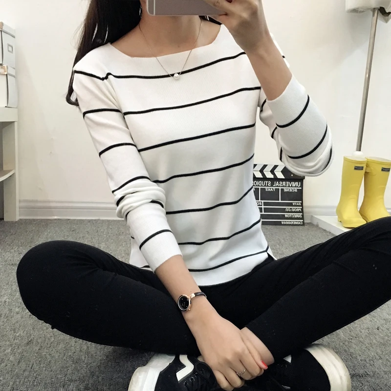 Новинка модная верхняя одежда Ohclothing 2021 свитер в полоску с воротником Осеннее