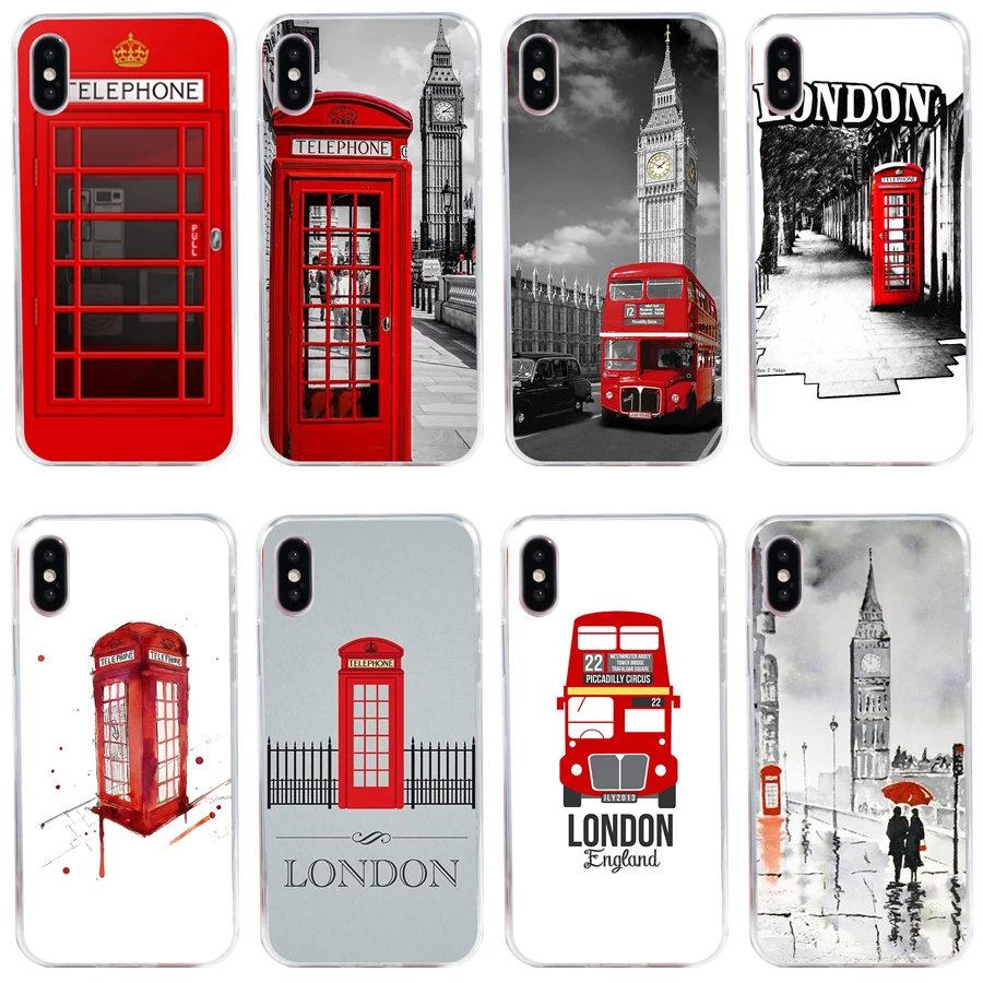 

61H RED TELEPHONE BOX BOOTH PHONE BOX Soft Silicone Tpu Cover phone Case for iphone 5 5s se X XR XS Max case