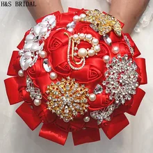 H& S свадебные красные хрустальные стразы свадебный букет аксессуары для свадьбы свадебный букеты Искусственные Свадебный букет s matrimonio