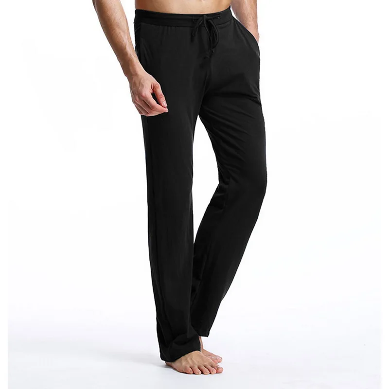 Мужские Дышащие Мягкие штаны для сна, Мужские пижамные штаны, новинка года, тонкие удобные свободные штаны, спящие брюки на шнурке - Цвет: black