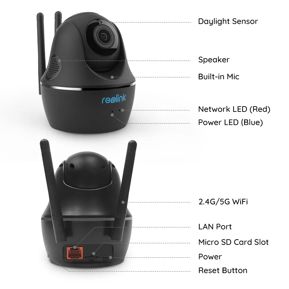 Reolink, камера видеонаблюдения, Wi-Fi, радионяня, 2,4G/5G, 4MP, Full HD, для помещений, для улицы, для дома, ip-камера безопасности, RLC-410W+ C1 Pro