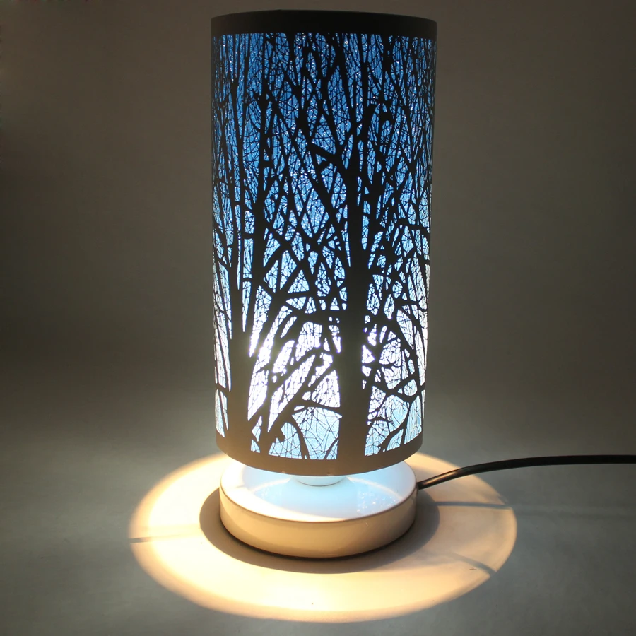 

Warm Forest Shadow Bedroom Bedside Lamp Bedroom Decoration Table Lamp Simple Modern Fashion Iron Table Lamp