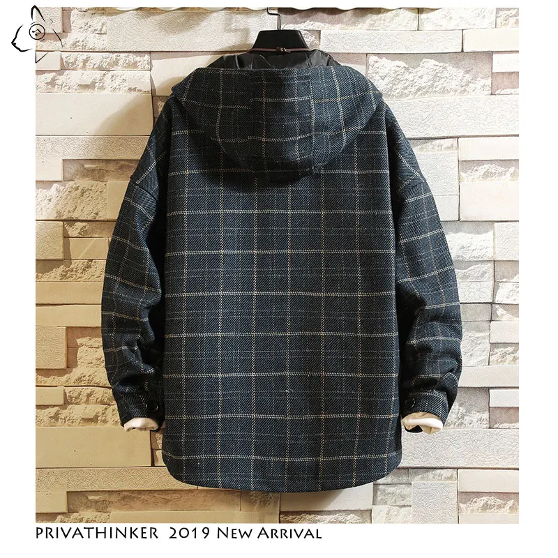 Privathinker Man Streetwear 2019 Woollen Cloth Jackets Mens Thick Windbreaker Jacket Male Autumn Winter Japanese Oversize Jacket
