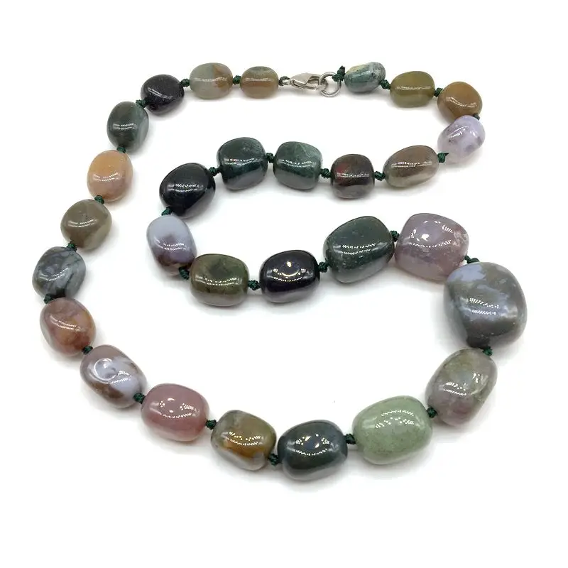 indian agate bead necklace choker graduated