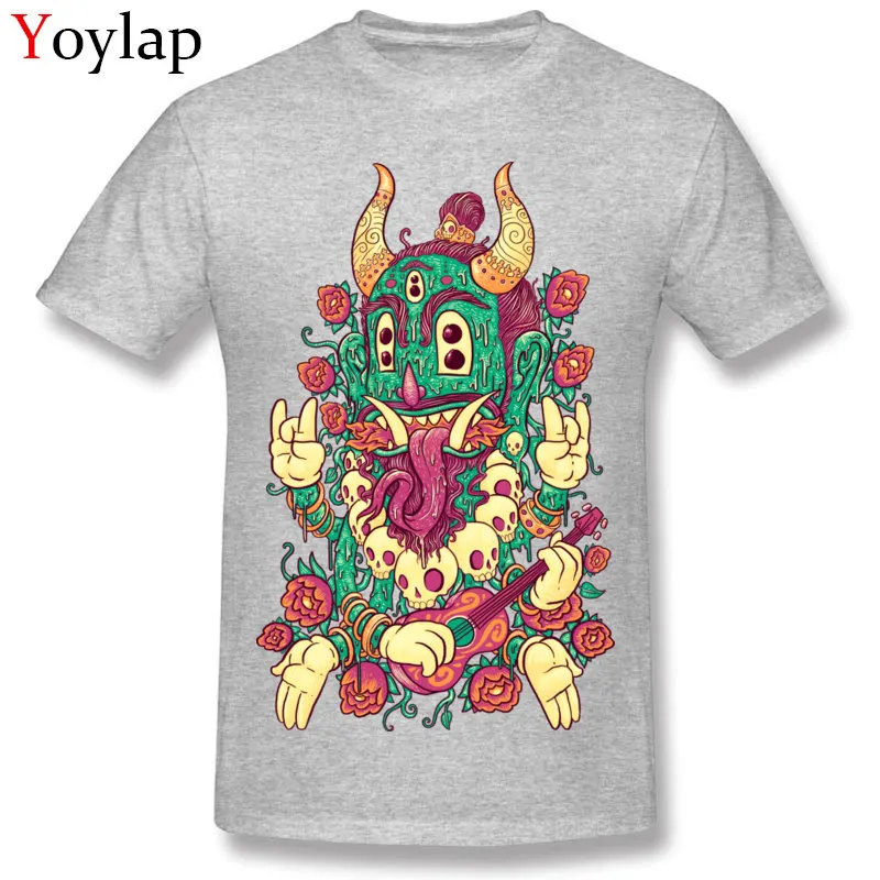 Company Student T-Shirt Crew Neck Summer Fall Short Sleeve 100% Cotton Tops Shirts Rockin Island Demon Casual Tee Shirt gray