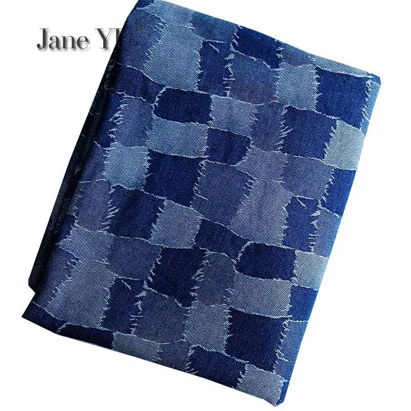 JaneYU Сращивание решетки стиральная жаккардовый джинсовый тканый штаны ткань весна и осень ткань для рукоделия ручной работы