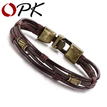 OPK МОДНЫЕ Многослойные мужские браслеты из натуральной кожи, повседневные/спортивные легкие сплавные цепочки с крючками, мужские ювелирные изделия, дешевая цена