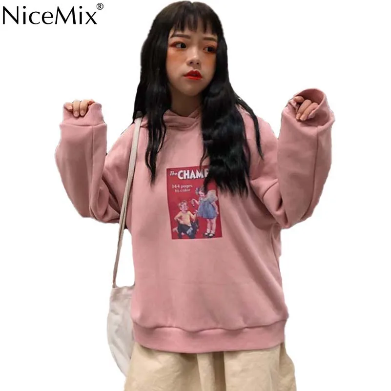 

NiceMix Harajuku Sweatshirt Women Hoodies Print Cartoon Jumper Loose Pullovers Woman Clothes Female Kawaii Shirts Sudadera Mujer