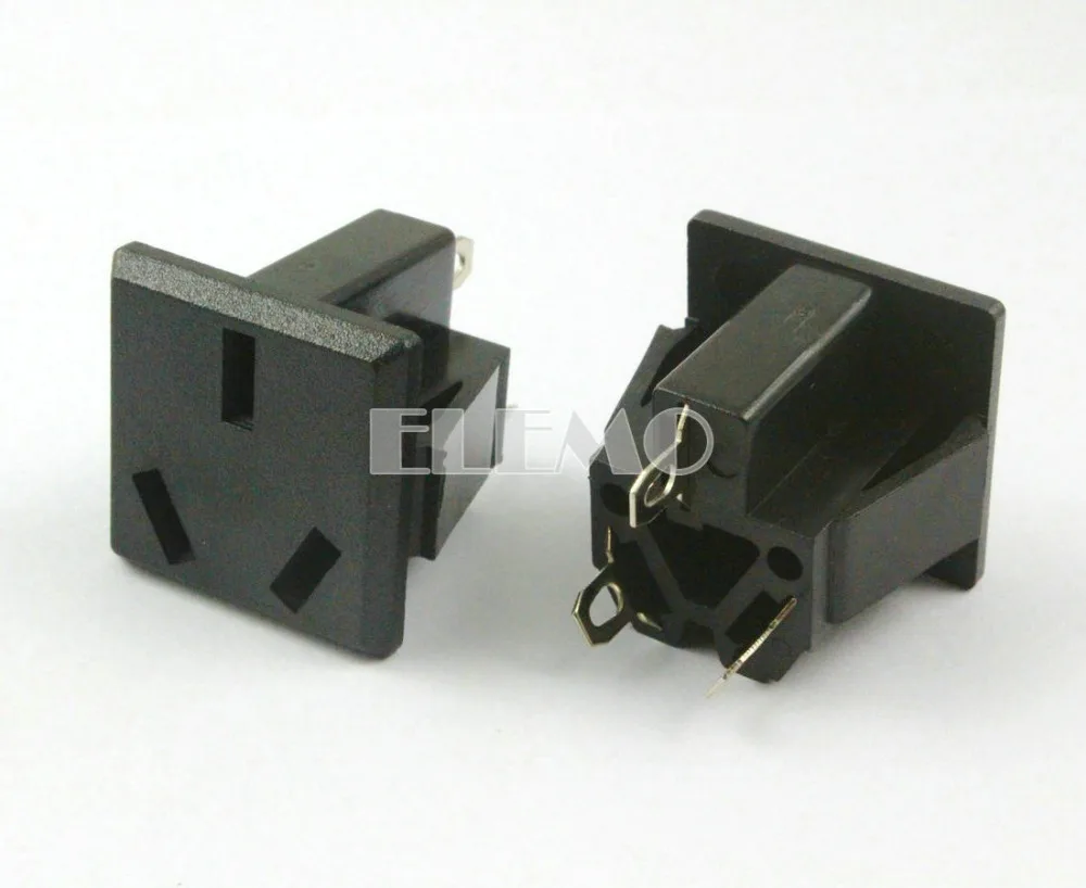 

20 Pieces Panel Mount 3 Terminals AU 3 Pin Power Socket Black 250VAC 16A