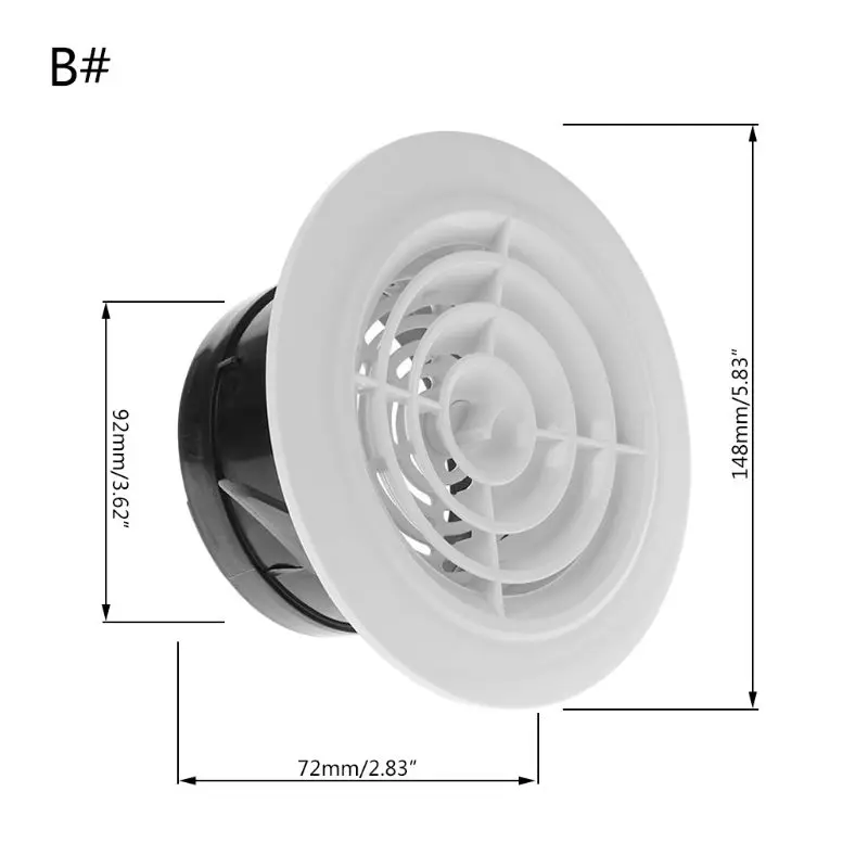 1 Pc White ABS Air Vent Extract Valve Grille Round Diffuser Ducting Ventilation Cover 100mm - Цвет: B