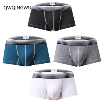 

4PCS Sexy Men's Underwear Boxer Shorts Cotton Soft Breathable Underpants U Convex Boxers Men Four Corners Pants Boxers Nightwear