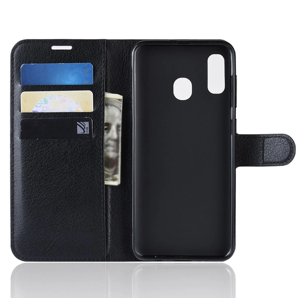 

Mobile Phone Case Flip PU Leather All-round Dustproof Phone Case Card Storage With Bracket for Samsung A20e