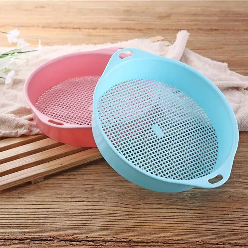 

Plastic Garden Sieve Riddle Green For Composy Soil Stone Mesh Gardening Tool With Handle 2 Colors Soil Particle Sieve