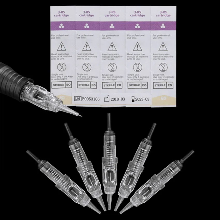 ATOMUS 50PCS Tattoo Needles 3RL steel disposable Sterilze Tatoo Curved Round Liner