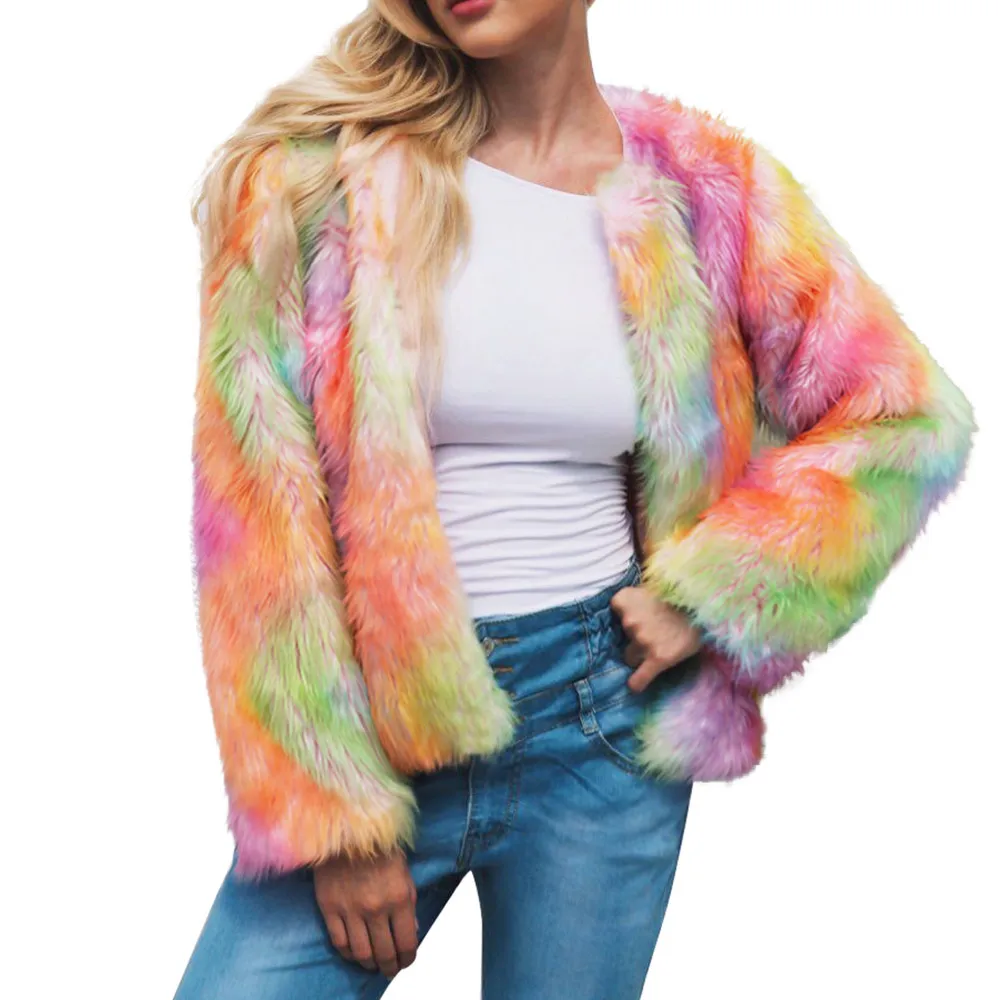 Shipping Dames Manteau Veste Drop À Hiver Parka orange Femmes Automne Longues Manches Chaud En Fausse Fourrure Couleur Printemps Survêtement Gradient Bleu Des tQxrCsdBh