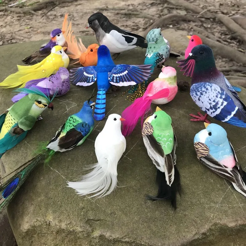 Many Types Fake Craft Birds Artificial Foam Feathers Mini Bird,Decoration Mariage Table,Birthday Party Decorations Kids,Wedding