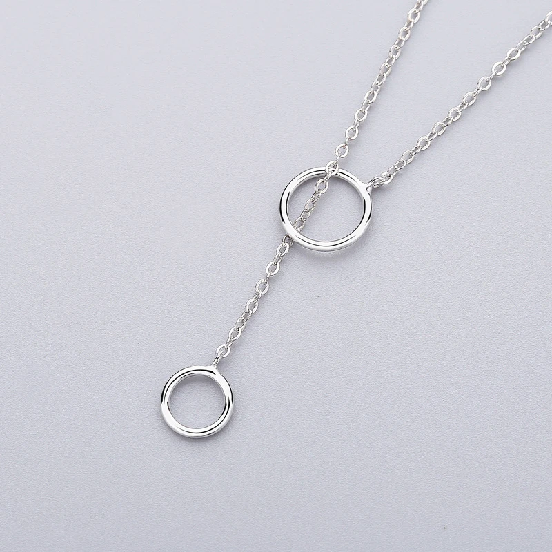 

Real 925 Sterling Silver Personality Round Pendant Necklace Minimalist Fine Jewelry Sweater Chain For Women 2019 Gift qishan01