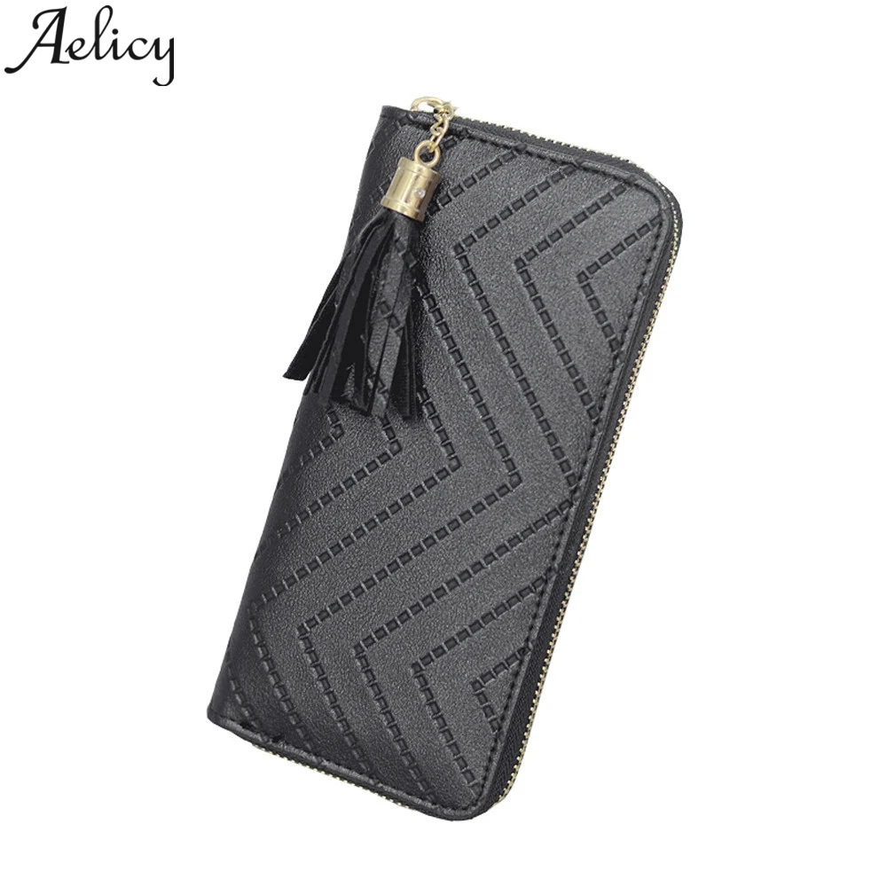 

Aelicy Fashion 2019 Lady Purse Long Wallet Leather Women Coin Bag credit card holder bag Wavy Lines bag Handbag Organizer