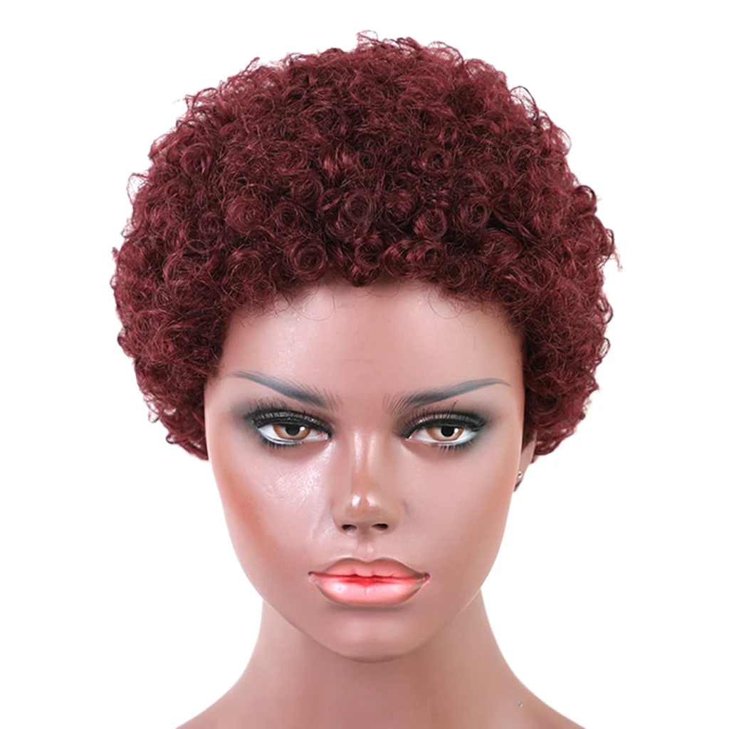 100% Real Human Hair None Lace Front Wigs for Women Afro Kinky Curly Soft Tight Curls 8inch High Density Medium Cap- Wine Red 100% Real Human Hair None Lace Front Wigs for Women Afro Kinky Curly Soft Tight Curls 8inch High Density Medium Cap- Wine Red