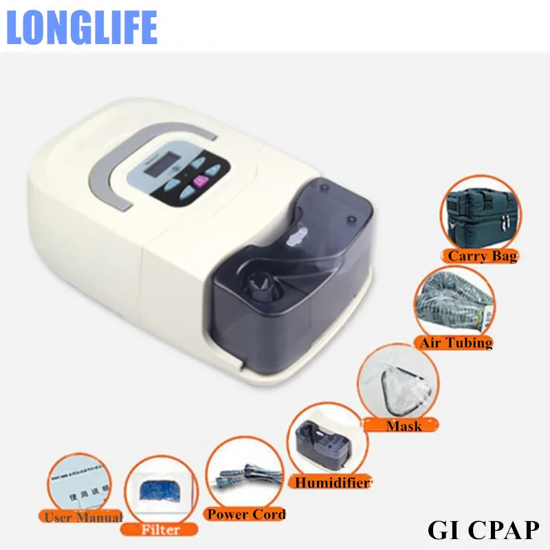  Longlife GI Portable CPAP Machine for Sleep Apnea OSAHS OSAS Snoring COPD W/ Mask Headgear Tube SD 