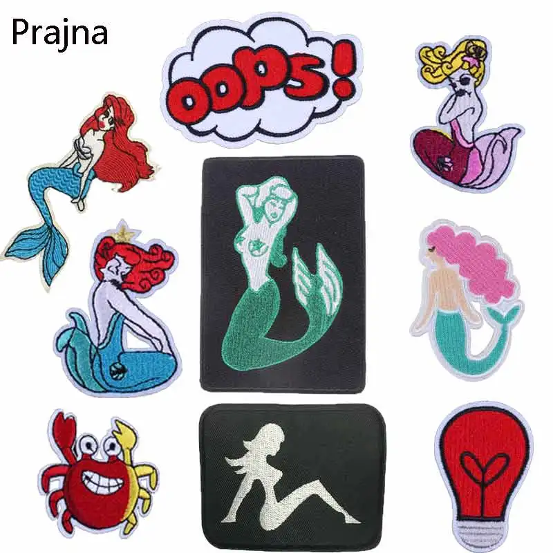

Prajna Hot Sale Sea Horse Patch Dolphin Crab Sexy Patches Mermaid Patch Anime High Quality Clothing DIY Clothes Applique New D