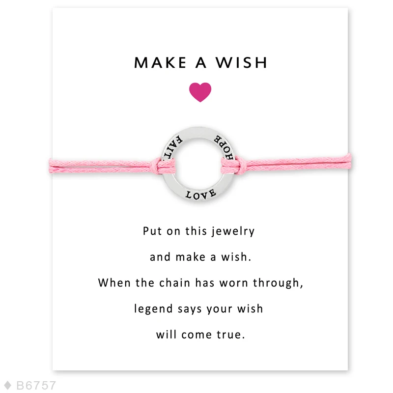 

Make a Wish Silver Hope Faith Love Ribbon Breast Cancer Survivor Awareness Bracelets for Women