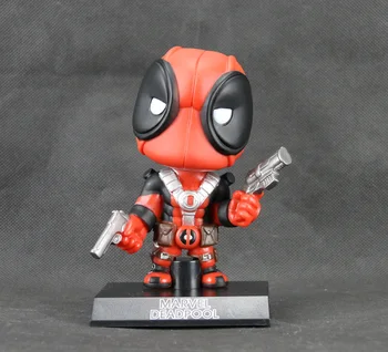 

5 pcs/lot Marvel Classic Urchin Super Hero Deadpool Wade Wilson Cute Version 13cm Bobble Head Figure