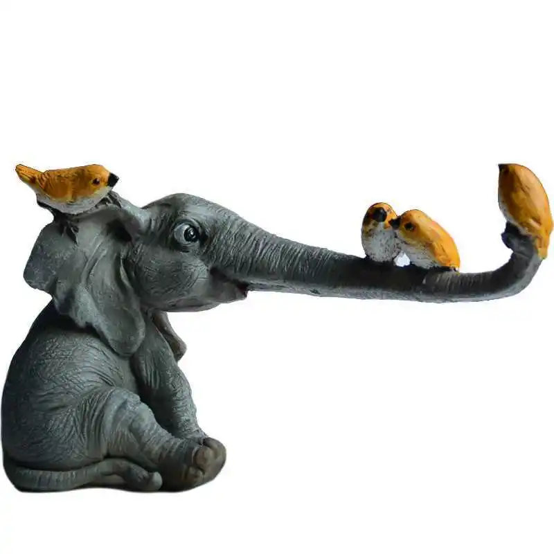 Забавные миниатюрные фигурки слона, Художественная Скульптура, статуи животных, изделия из смолы, аксессуары для украшения дома R536