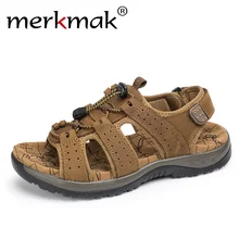 Merkmak/мужские сандалии; летняя Высококачественная Брендовая обувь; пляжные мужские сандалии; повседневная обувь из натуральной кожи; модная водонепроницаемая обувь для улицы