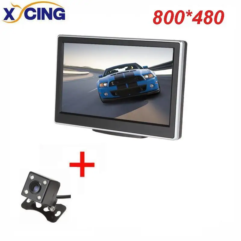 XYCING 5 дюймов TFT lcd HD 800*480 экран автомобильный монитор с резиновым вакуумным кронштейном чашки+ цветная Автомобильная резервная камера заднего вида - Цвет: RVC203-800-E314