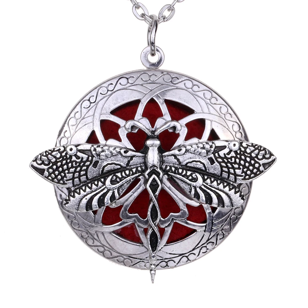 

Baroque Dragonfly Essential Oil Diffuser Lockets Dragonfly Collections Pendant Necklace with Linen Pouch