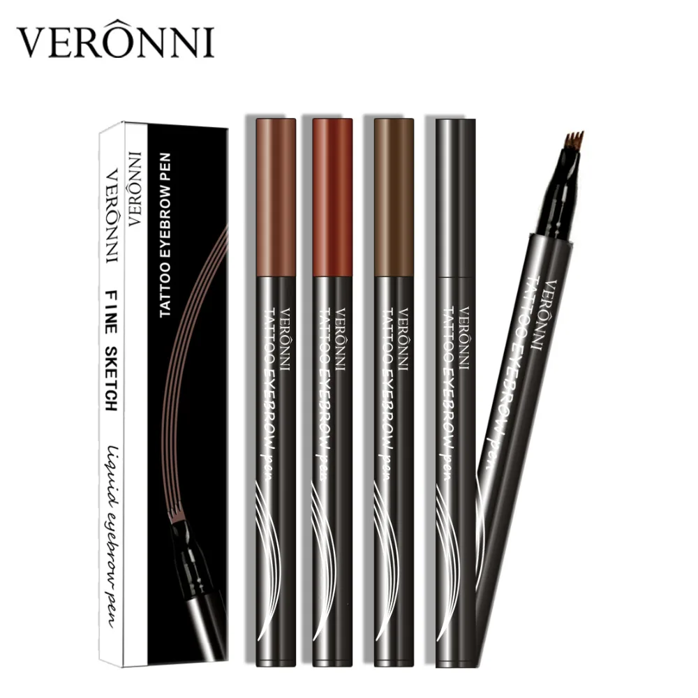 VERONNI 4 цвета карандаш для бровей Макияж бровей расширение 3D брови оттенок натуральный Maquillaje жидкая ручка для татуажа бровей