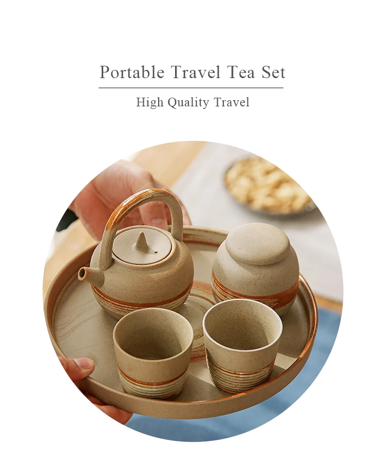 Передничек 6 Наборы для ухода за кожей Керамика Портативный путешествия Чай набор с мешком японский Стиль Чай горшок Высокое качество