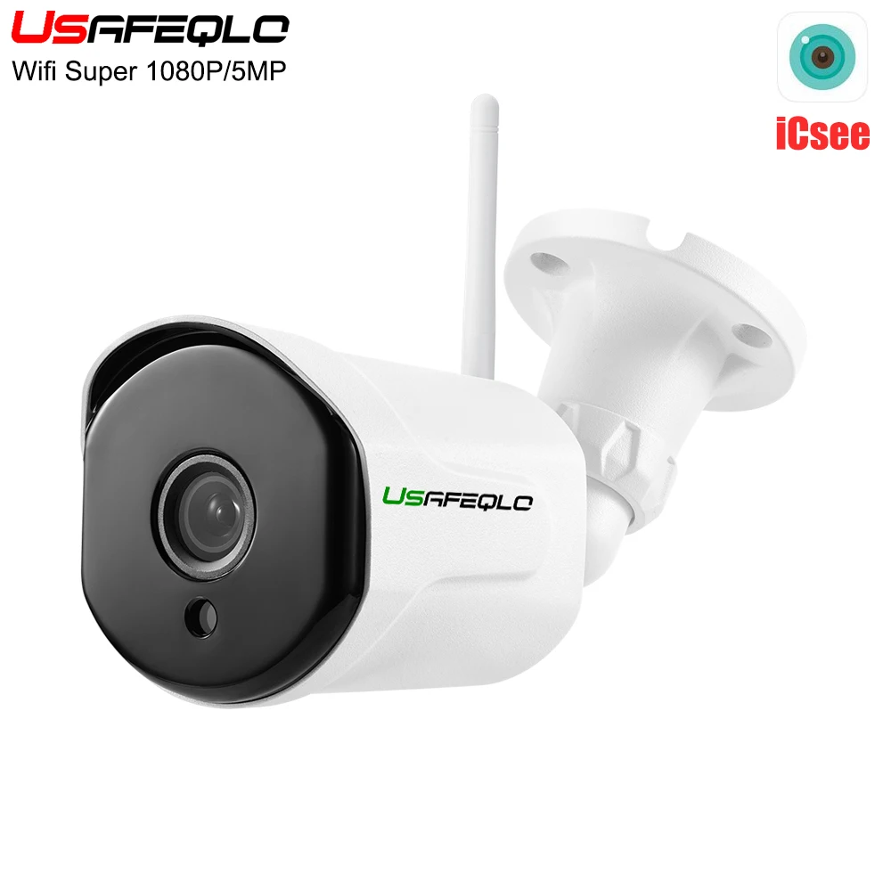 USAFEQLO 5MP HD H.265 Всепогодная WiFi беспроводная наружная IP камера видеонаблюдения с ИК ночного видения iCSee APP